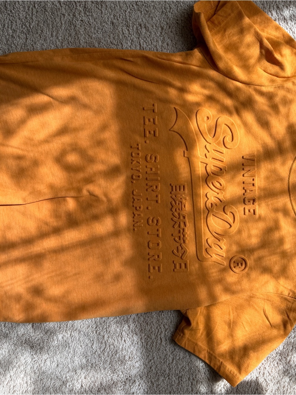 Superdry Vintage Logo Embossed T-Shirt – Mustard Orange – Large